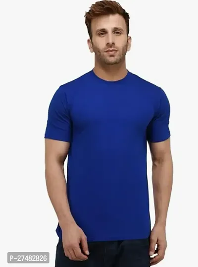 Elegant Cotton Solid Round Neck Tees For Men-thumb0