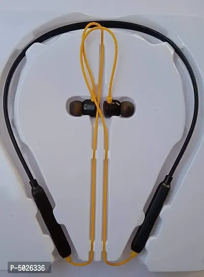 Premium BL-R2 Bluetooth Headset Buds Magnetic Neckband (Yellow-thumb2