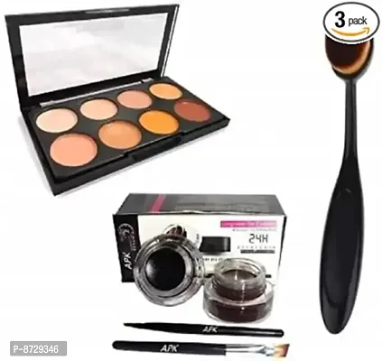 Highlighter And Contour Concealer Palette  And Soft Oval Brush And Long Wear Gel Eye Liner