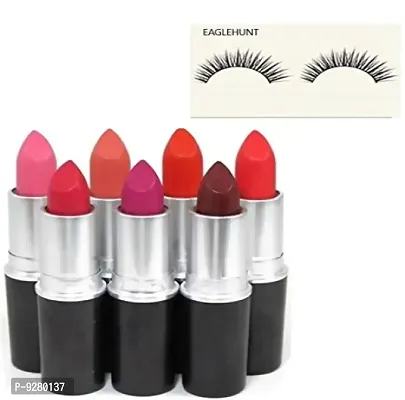 Mac Eaglehunt 8 Combo Of 7 Bullet Lipstick With 1 Eyelash For Women-thumb0