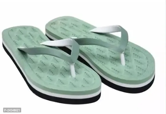 Elegant Green Rubber Slippers For Women