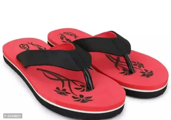 Elegant Red Rubber Slippers For Women