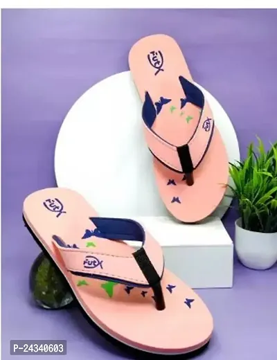 Elegant Peach Rubber Slippers For Women-thumb0