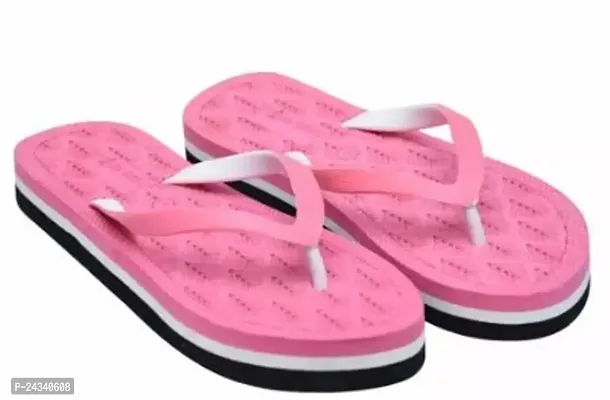 Elegant Pink Rubber Slippers For Women-thumb0