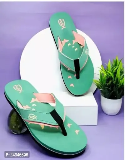 Elegant Green Rubber Slippers For Women