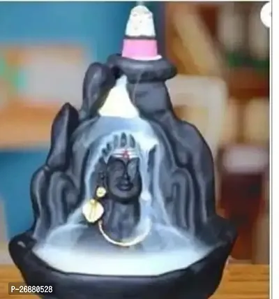 Classic Adiyogi Dhyana Mudra Smoke Fountain Figurine With 11 Back Flow Cone, Matte Black-5 Inch-thumb0