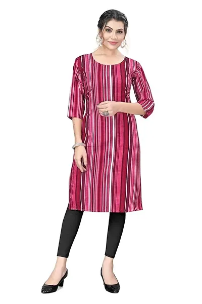 Stylish Crepe Striped Straight Kurtis