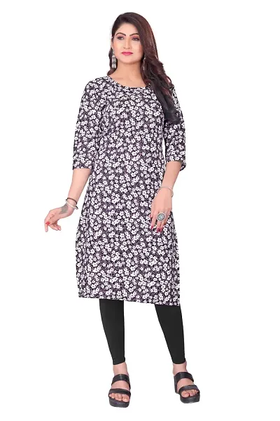 Stylish Crepe Printed Straight Kurtis