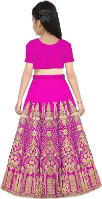 Stylish Pink Embroidery Silk Blend Lehenga Choli For Girls-thumb1