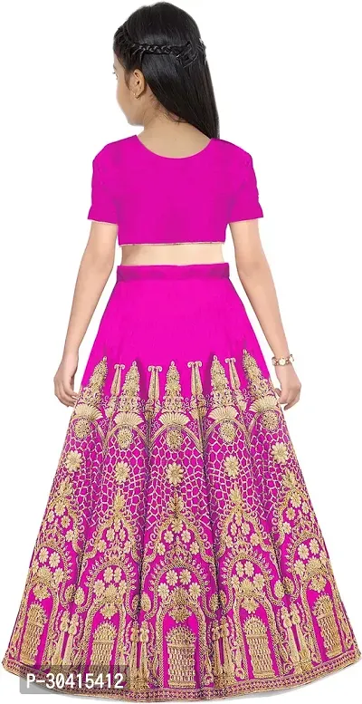 Stylish Pink Embroidery Silk Blend Lehenga Choli For Girls-thumb2