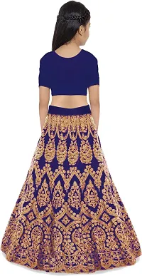 Stylish Blue Embroidery Silk Blend Lehenga Choli For Girls-thumb1