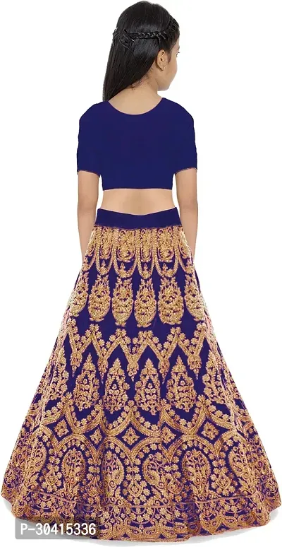 Stylish Blue Embroidery Silk Blend Lehenga Choli For Girls-thumb2