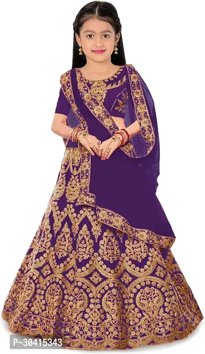 Stylish Purple Embroidery Silk Blend Lehenga Choli For Girls-thumb0