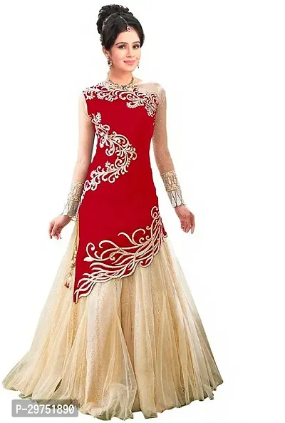 Stylish Red Net Lehenga Choli Set For Women-thumb0