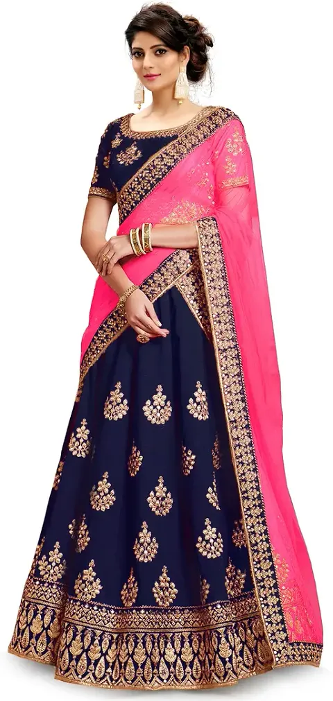 Elegant Silk Embroidered Semi Stitched Lehenga Choli with Dupatta