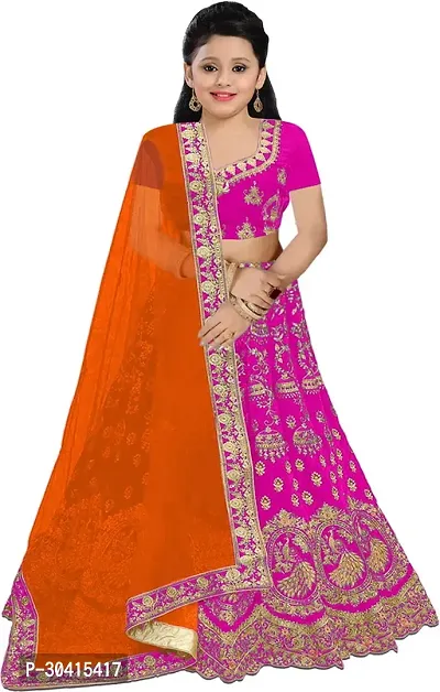 Fancy Embroidery Silk Blend Lehenga Choli For Girls