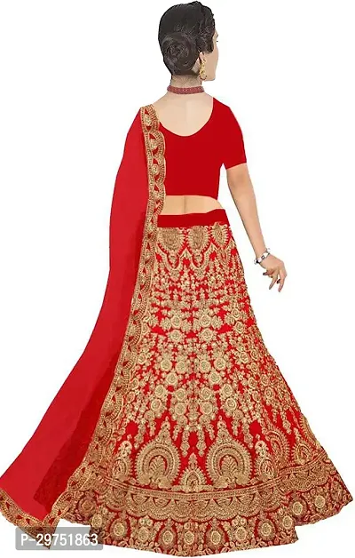 Stylish Red Silk Blend Lehenga Choli Set For Women-thumb2