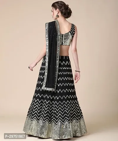 Stylish Black Silk Blend Lehenga Choli Set For Women-thumb2