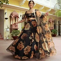 Stylish Black Organza Lehenga Choli Set For Women-thumb1