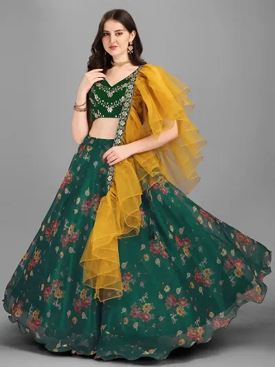 Drashti Villa Womens Embellished, Self Design Semi Stitched Lehenga Choli