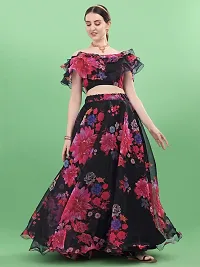 Stylish Black Organza Lehenga Choli Set For Women-thumb1