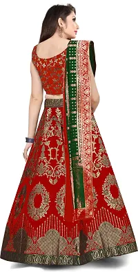 Stylish Red Jacquard Lehenga Choli Set For Women-thumb1