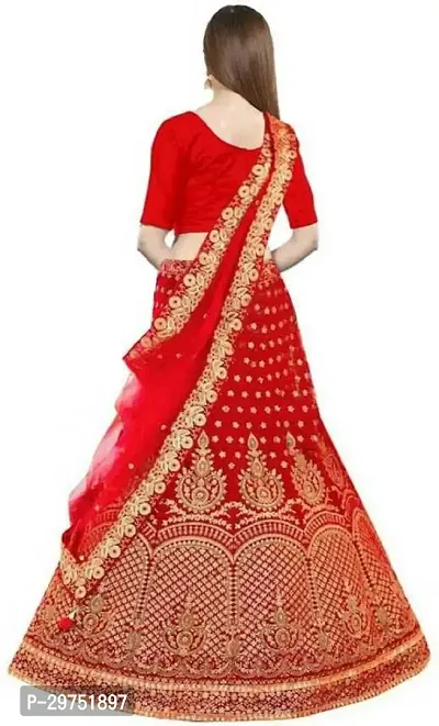 Stylish Red Silk Blend Lehenga Choli Set For Women-thumb2