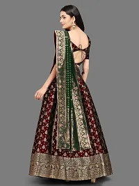 Stylish Maroon Jacquard Lehenga Choli Set For Women-thumb1