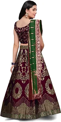 Stylish Maroon Jacquard Lehenga Choli Set For Women-thumb1