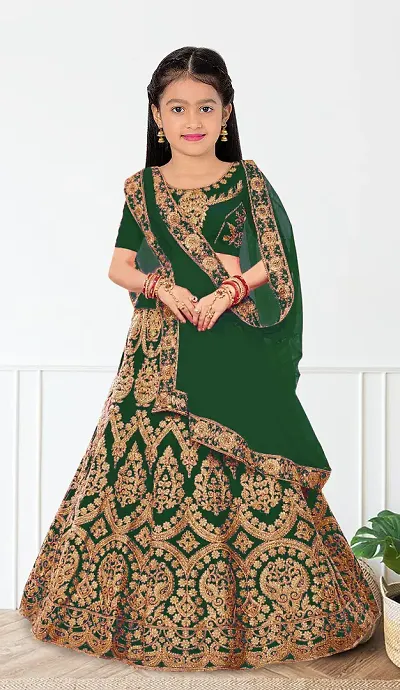 Stylish Embroidery Silk Blend Lehenga Choli For Girls