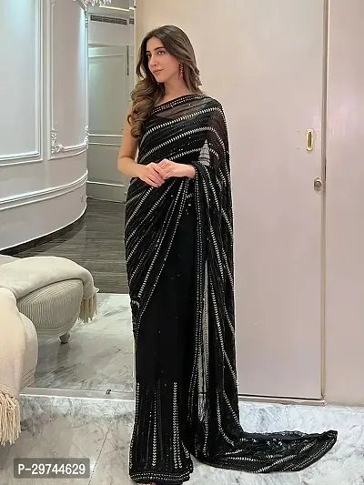 Stylish Embroidered Saree with Blouse piece for Women-thumb0