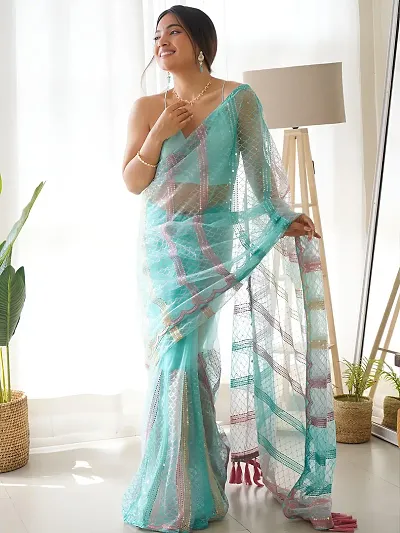 New In Net Saree with Blouse piece 