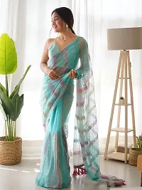 Stylish Net Printed Saree with Blouse Piece-thumb3