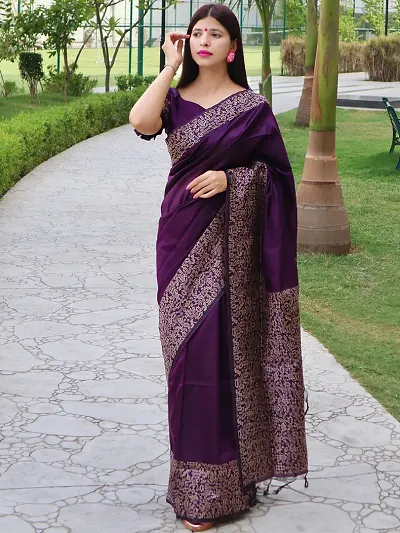 Attractive Art Silk Saree with Blouse piece 