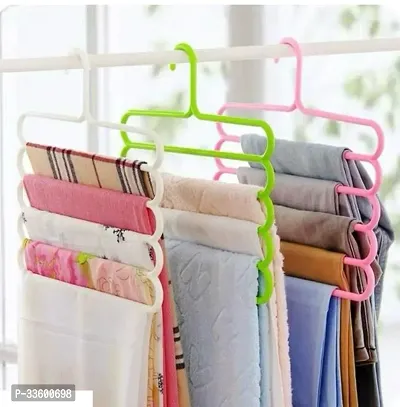 5 Layer Pants Clothes Hanger Wardrobe Storage Organizer Rack (Set of 8)-thumb3