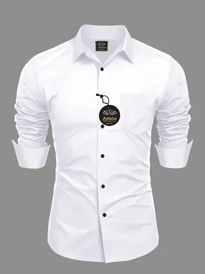 Trendy Blend Regular Fit Solid Spread Collar Casual Shirt For Men