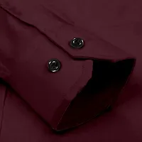 Reliable Maroon Cotton Blend Solid Long Sleeves Casual Shirt For Men-thumb2