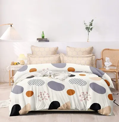 Printed Glace Cotton Double Bedsheet with 2 Pillow Cover