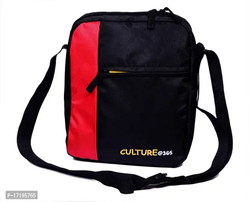 Culture Water Resistance Messenger Siling Bag, Side Bag for unisex (black  red)