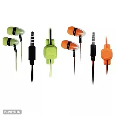 Stylish In-ear Wired - 3.5 MM Single Pin Headphones With Microphone Combo Of 2