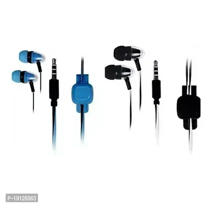 Stylish In-ear Wired - 3.5 MM Single Pin Headphones With Microphone Combo Of 2-thumb0