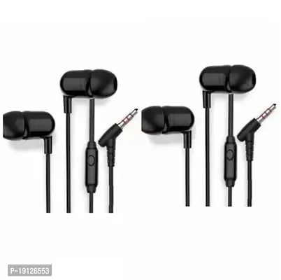 Stylish In-ear Wired - 3.5 MM Single Pin Headphones With Microphone Combo Of 2