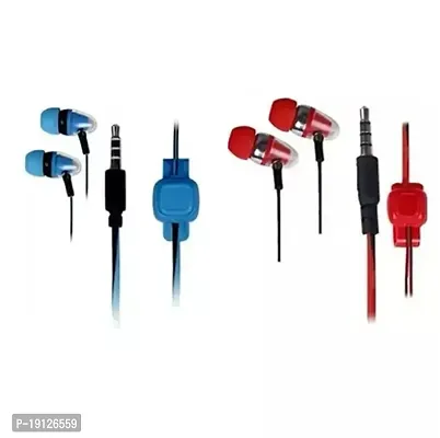 Stylish In-ear Wired - 3.5 MM Single Pin Headphones With Microphone Combo Of 2