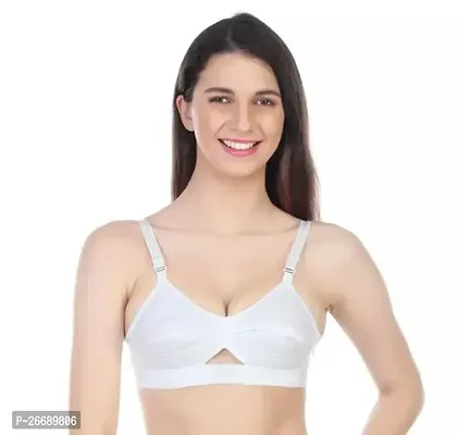 Stylish White Cotton Solid Bras For Women-thumb0