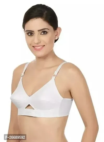 Stylish White Cotton Solid Bras For Women-thumb0