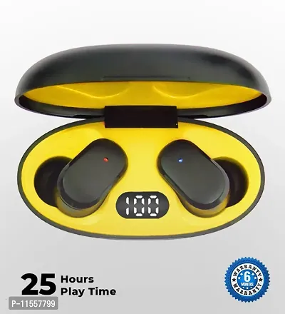 TecSox Bullet Wireless Earbuds| IPX Truly Wireless |25hrs Best Low Latency Gaming TWS Bluetooth Headset&nbsp;&nbsp;(Yellow, True Wireless)