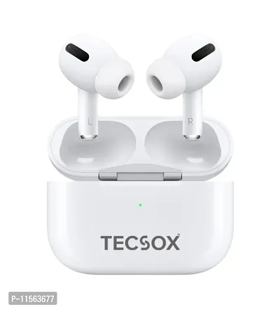 TecSox TecPods True Wireless Earbuds with Charging Case|16hrs Battery Bluetooth Headsetnbsp;nbsp;(White, In the Ear)