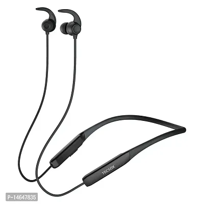 TecSox Jazz 200 Wireless Neckband | Magnetic Bluetooth v5.1 Headset | Immersive Audio | Up to 40H Playback | IPX Sweat Resistance (Black)-thumb0