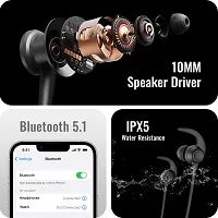 TecSox Jazz 200 Wireless Neckband | Magnetic Bluetooth v5.1 Headset | Immersive Audio | Up to 40H Playback | IPX Sweat Resistance (Black)-thumb3