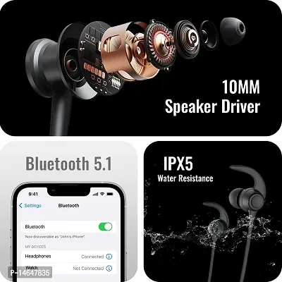TecSox Jazz 200 Wireless Neckband | Magnetic Bluetooth v5.1 Headset | Immersive Audio | Up to 40H Playback | IPX Sweat Resistance (Black)-thumb4